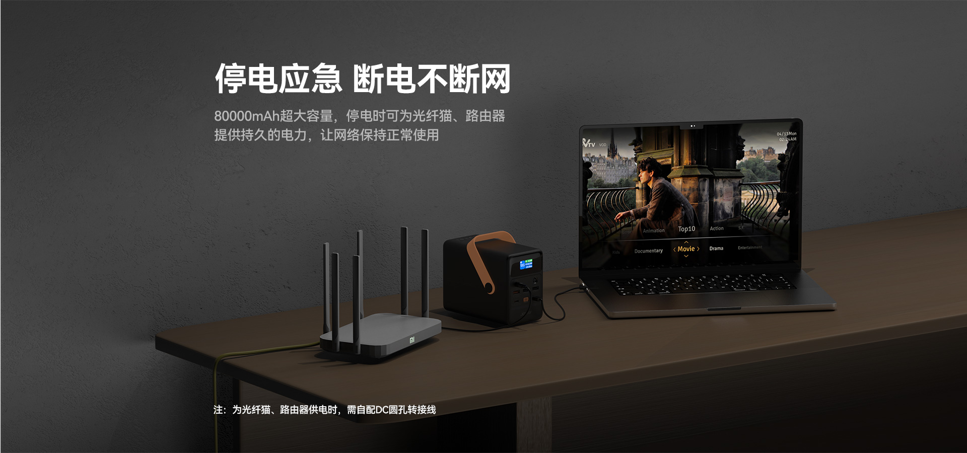 Type-C口及DC口都支持100W输入，随时随地让移动电源快速回血，户外出行电量管够